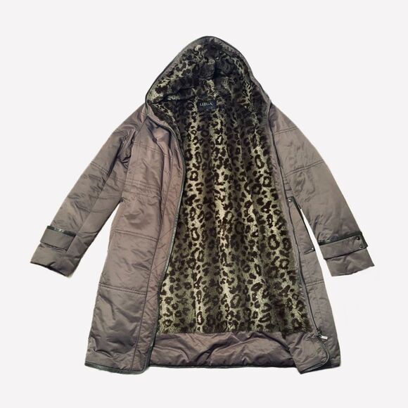 Leega Vintage Coat 100% Rabbit Fur Lining Brown Size S - Picture 1 of 8